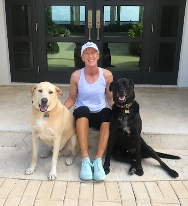 Gill Gordon with dogs Dash and Flash