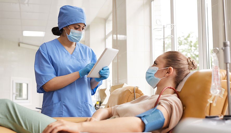 Patient receiving blood