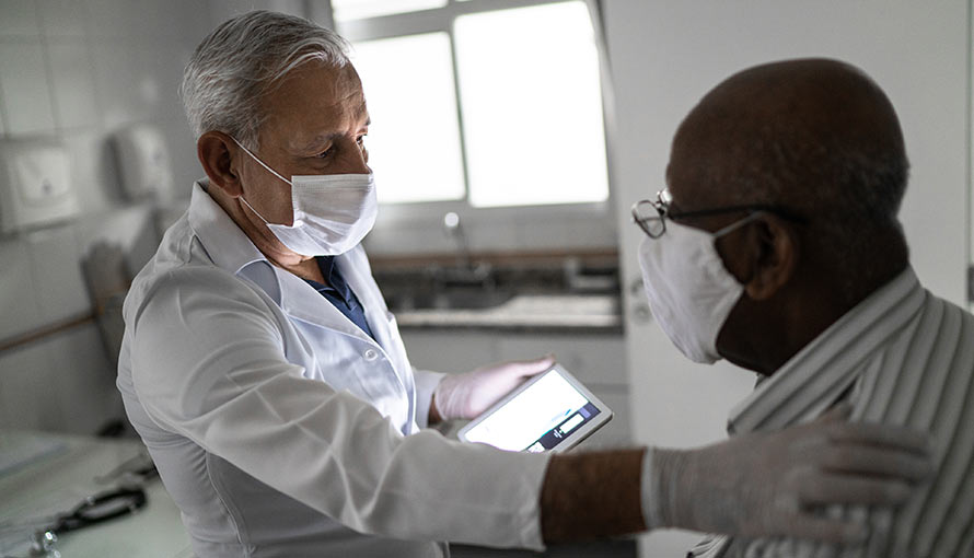 Doctor meeting with patient with prostate cancer