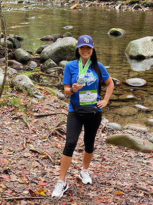 Janelle Morales, participating in last year's Miles for Moffitt virtual run