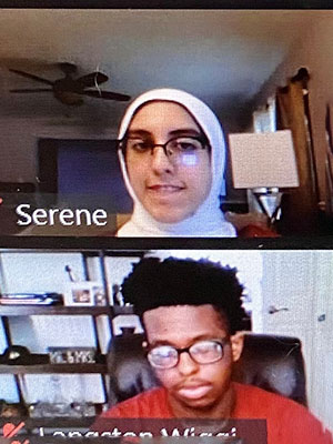 Screenshot of two students from the BEST program participating in the virtual program.