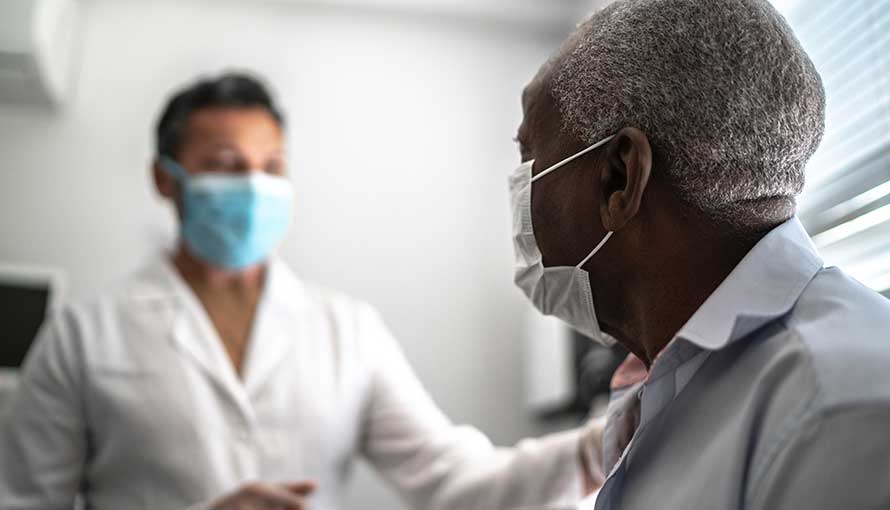 Patient getting a lung cancer treatment checkup