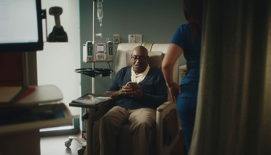 Patient with kaposi sarcoma receiving chemo treatment