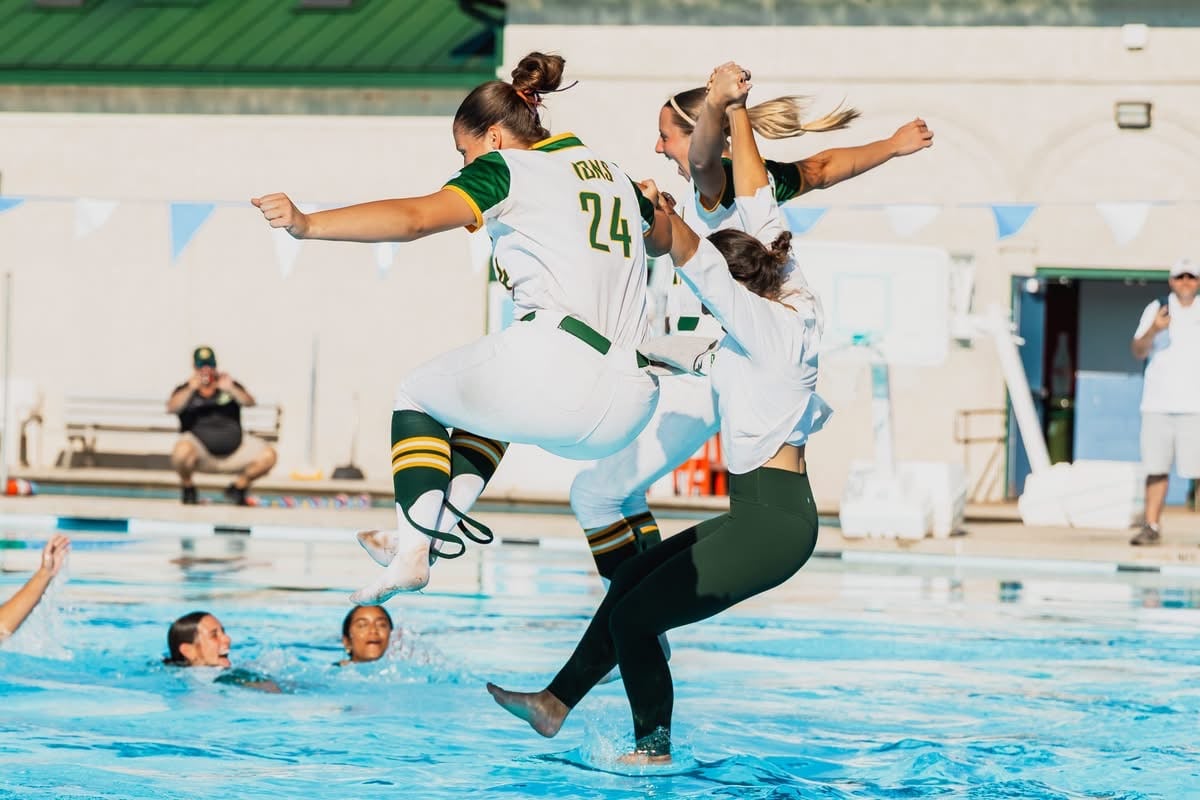 Kinberger and the team celebrated their historic win by jumping into a pool.