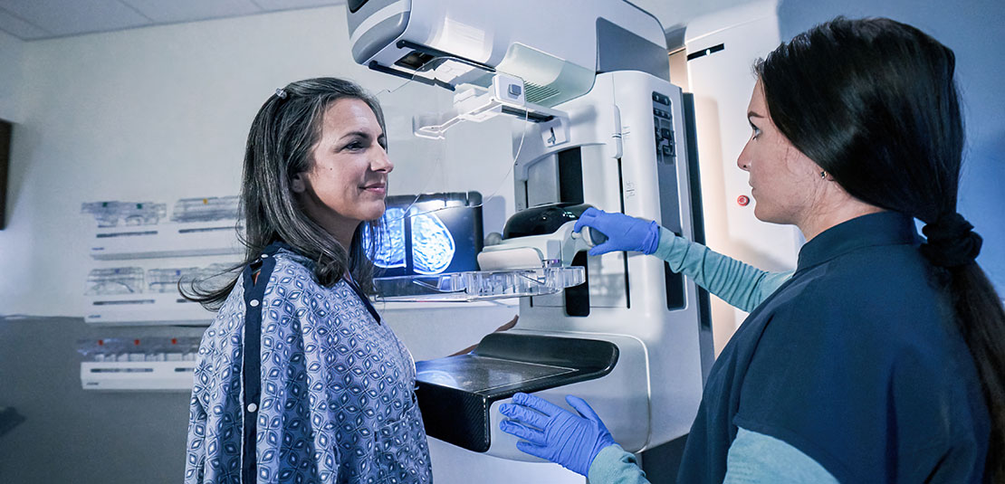 Woman getting a breast screening to find lump