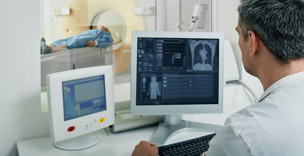 patient in MRI for lung screening