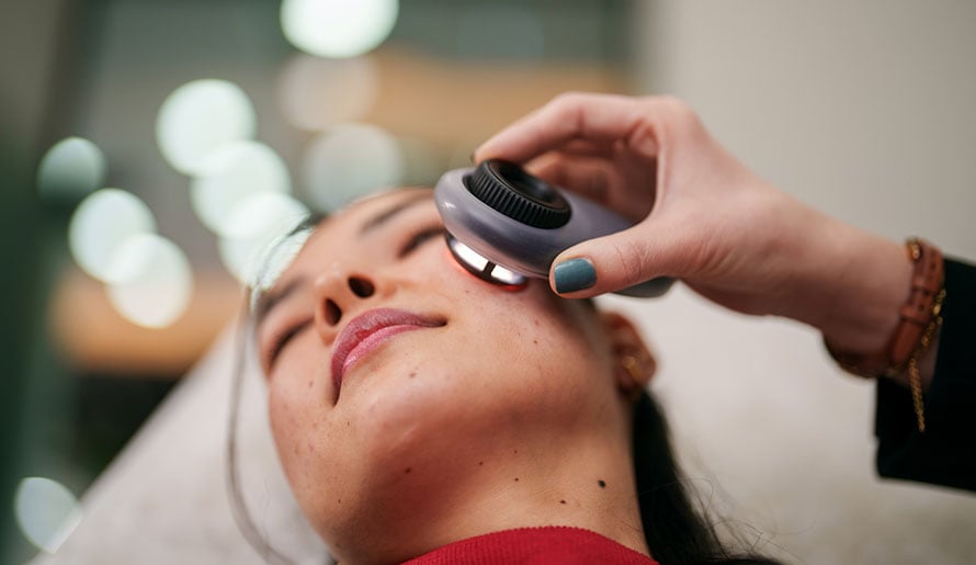 patient getting skin checked for melanoma