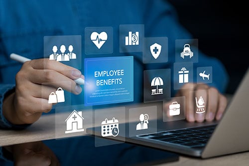 employee benefits graphic shown on laptop