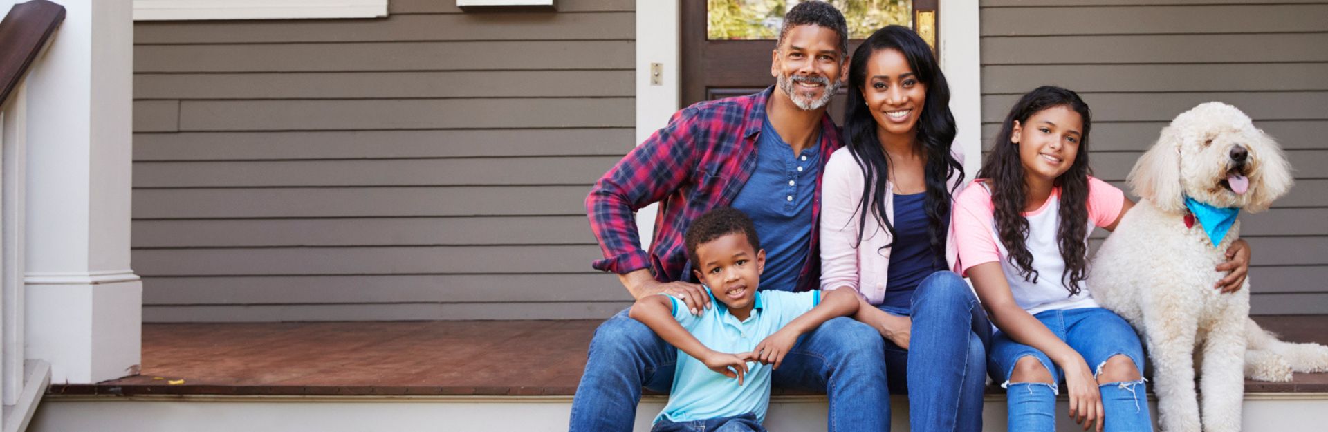 Family sitting on porch